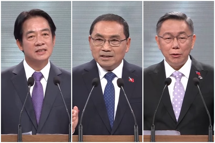 2024總統選舉電視辯論會今(30日)登場,前兩階段聚焦兩岸路線。(翻攝自公視)