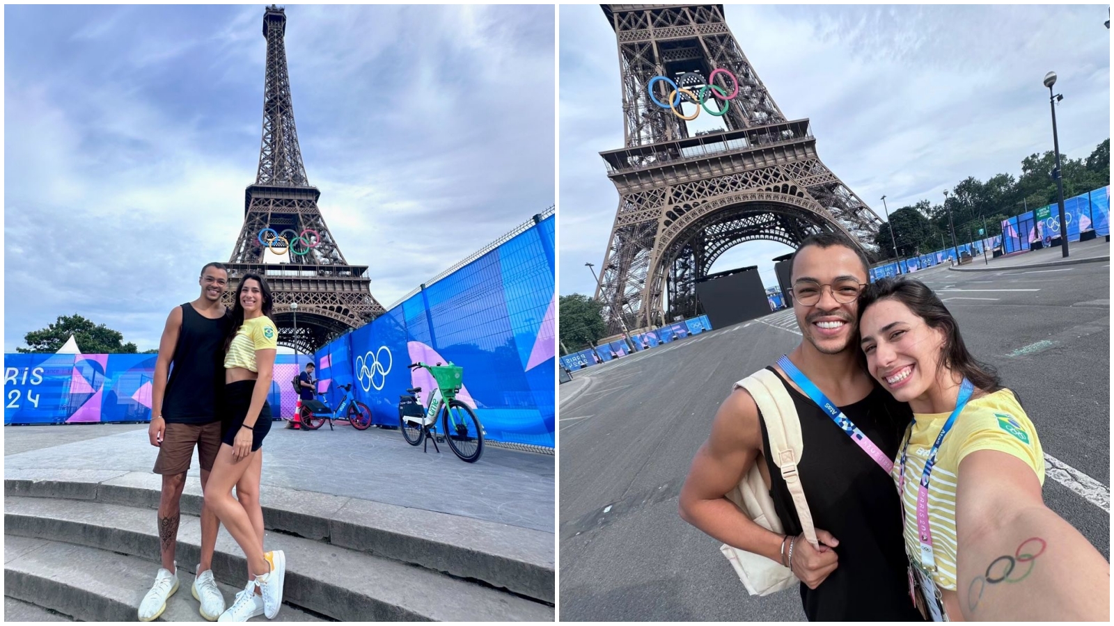 來到巴黎，維埃拉忍不住與男友偷跑出選手村約會，與艾菲爾鐵塔開心合照。（翻攝自IG@_anavieeiraa）