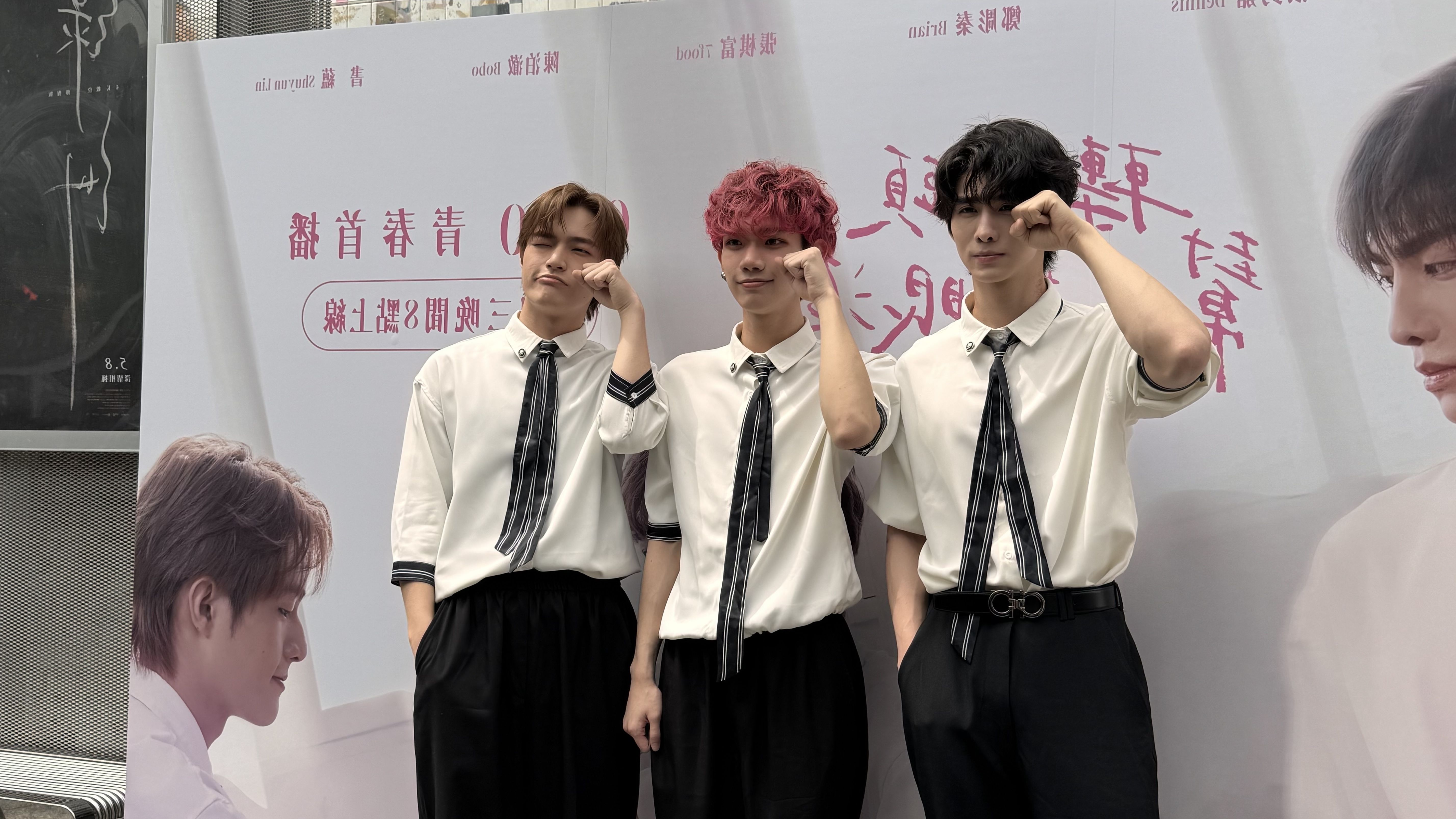 禾雁凱（左）、張鈞嘉和鄭彫秦直說拍攝實壓力大。葉婉如攝