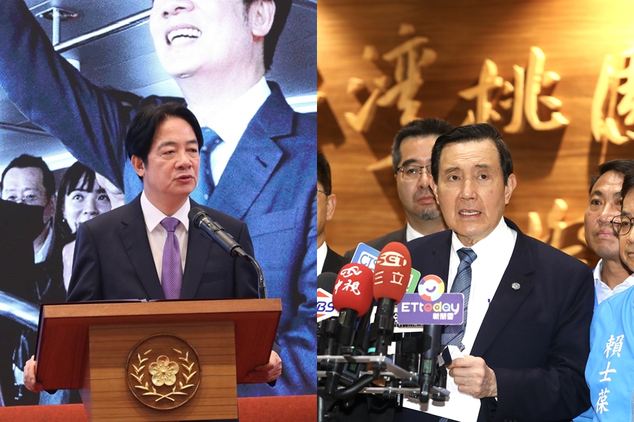 馬英九（右）日前嗆賴清德（左）是引戰總統，賴清德則稱總統職責就是守護國家主權。