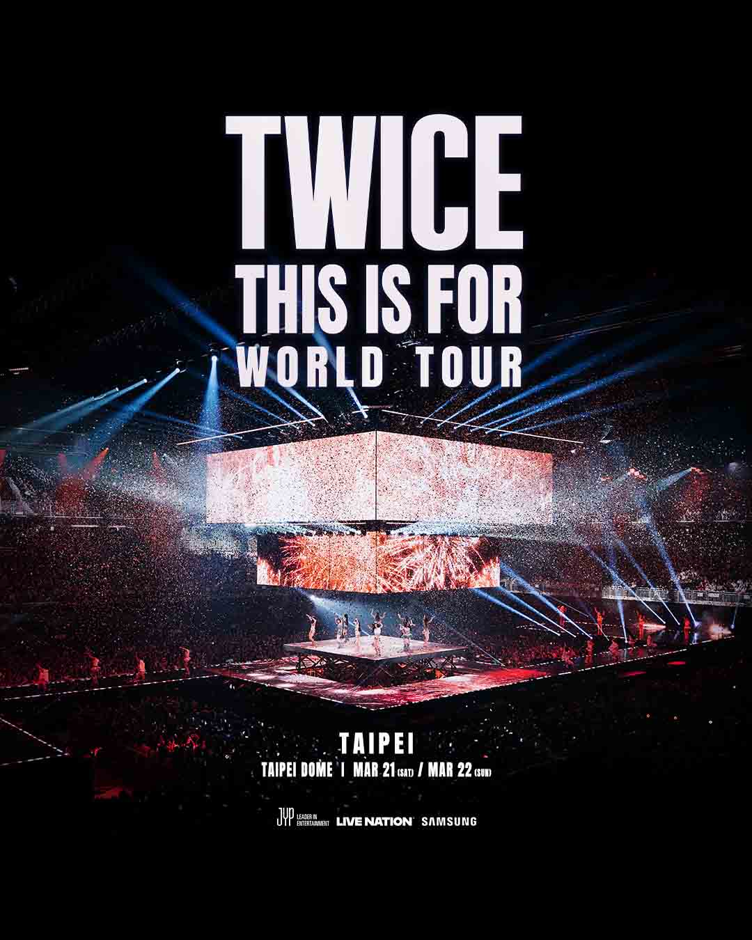 TWICE將於明年3月21、22日移師臺北大巨蛋，再與ONCE嗨兩天。（Live Nation提供）