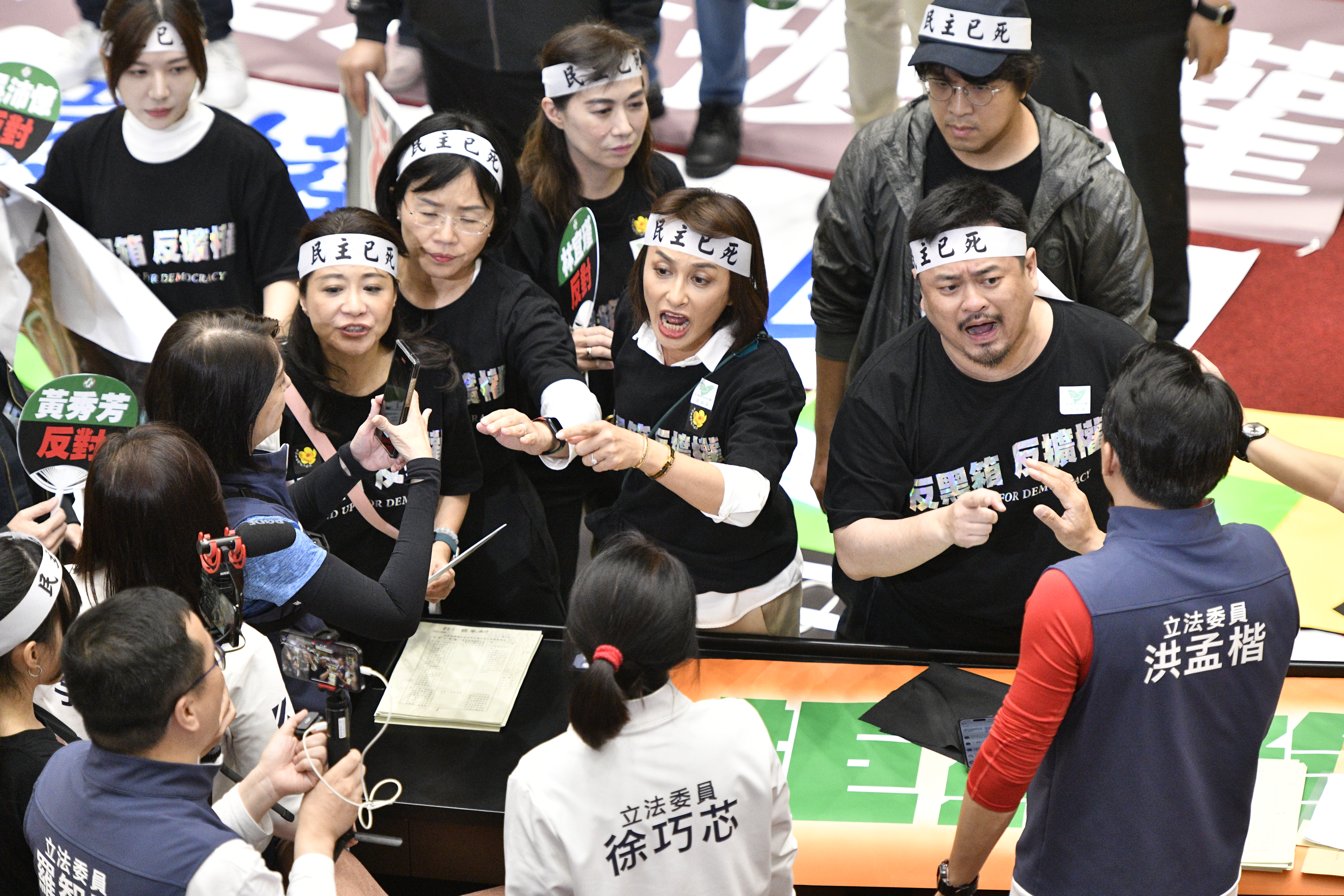 陳玉珍與邱議瑩因《再生醫療法》大吵,結果演變成藍綠立委群鬥戰。