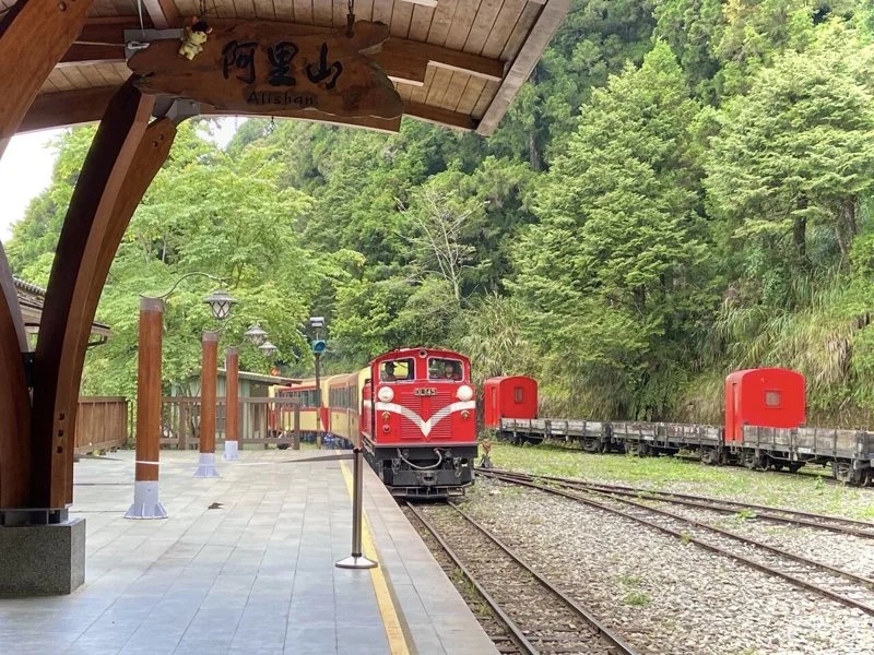 阿里山號昨第5次列車上山途中，發現轉轍器異常導致擠軌，造成列車誤點38分鐘，91名旅客受到影響。（林鐵處提供）