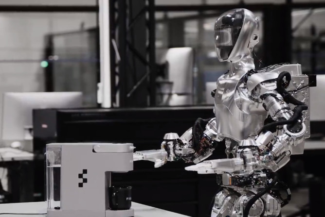 Figure研發一款機器人，可自主學習沖泡咖啡，未來將投入汽車製造廠使用。（翻攝X@Figure_robot）