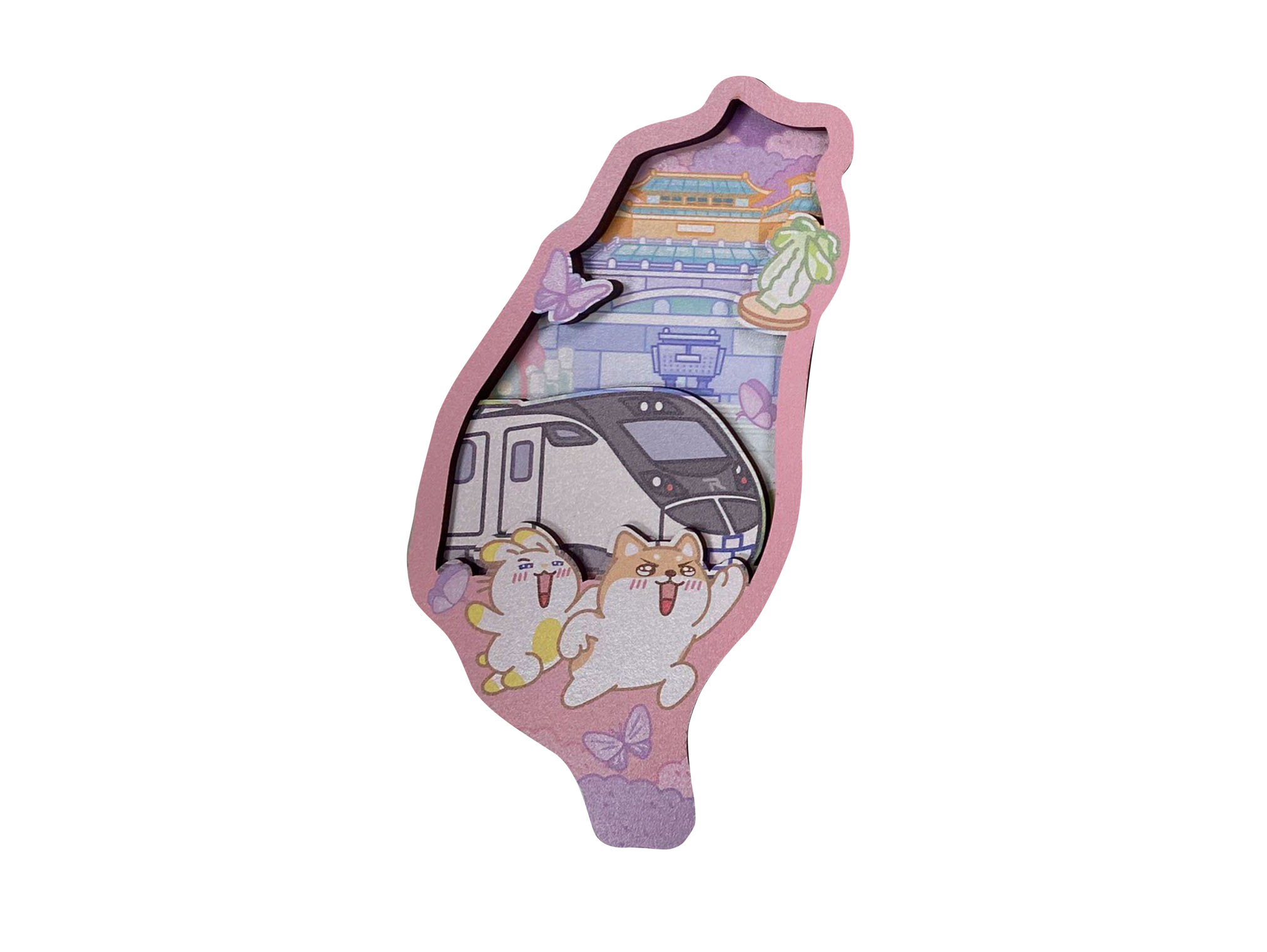 台鐵公司再次與柴語錄合作，推出多款全新限定周邊小物，圖為柴語錄冰箱貼（EMU3000款）。（翻攝台鐵夢工廠官網）