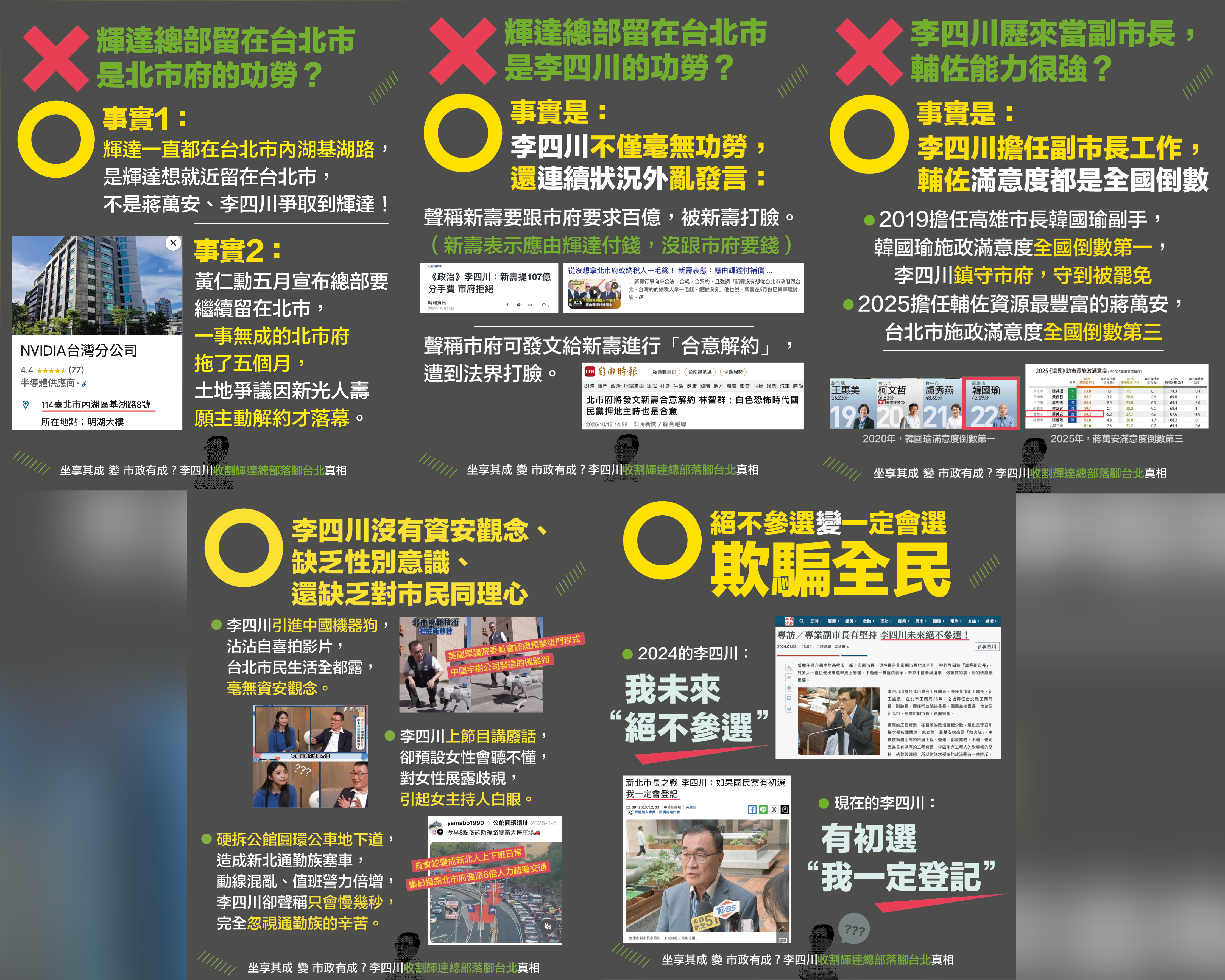 輝達落腳北士科完成簽約，李四川稱「促成輝達到北市」引發爭議；翁震州質疑其說法，並指其參選態度前後不一。