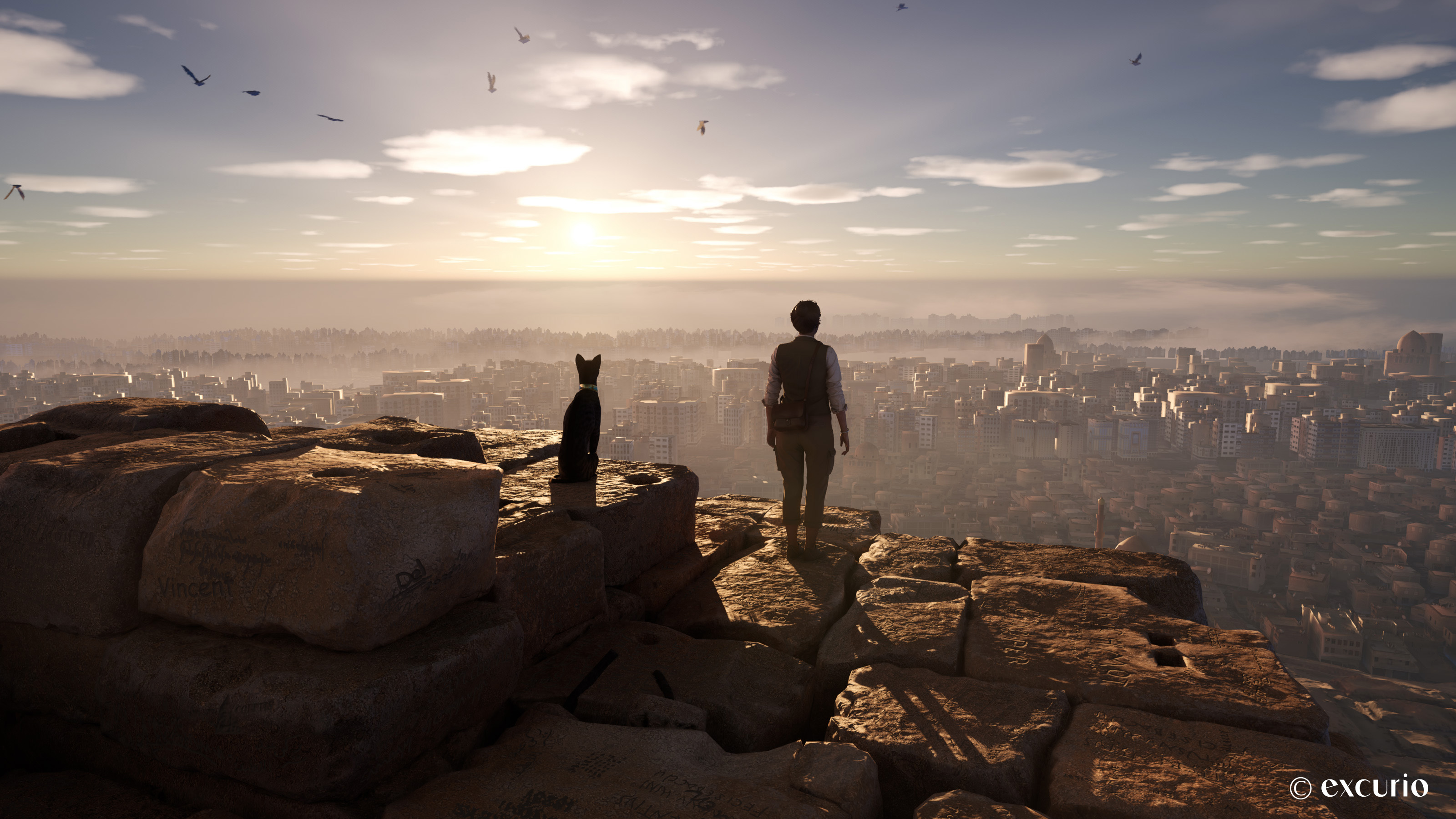 奇美博物館正在推出的VR體驗《消失的法老》,透過虛擬實境帶領觀眾登上埃及古夫金字塔頂端。(圖片版權:excurio)