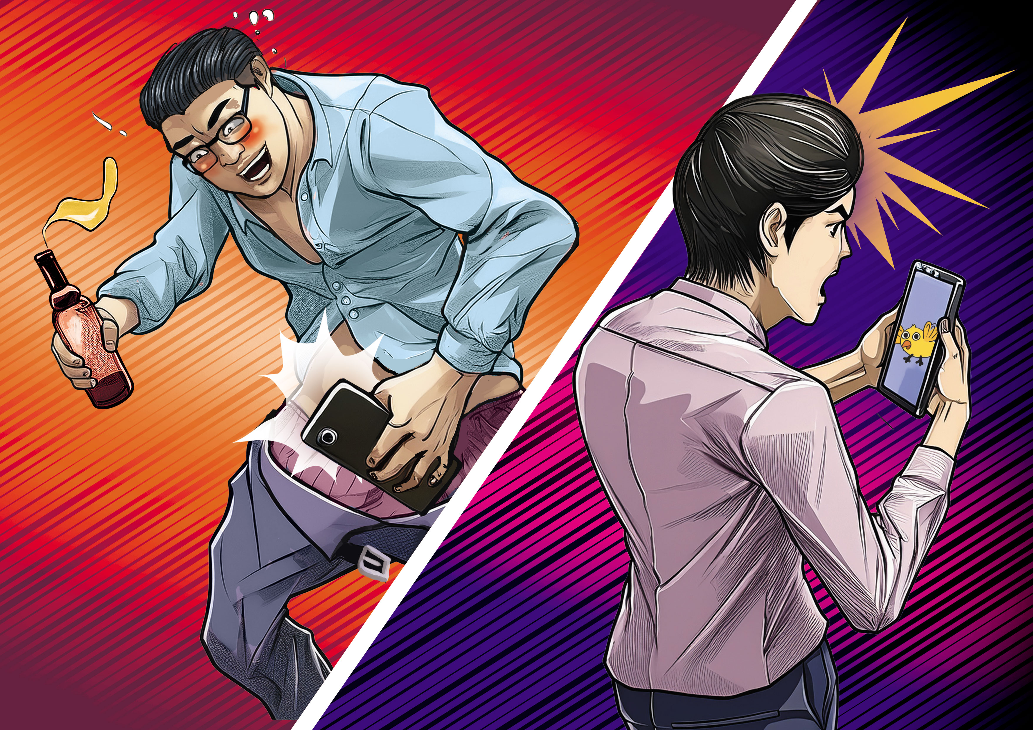 凌濤有次深夜喝醉私訊F，結果卻開視訊露鳥，F向本刊直言自己不堪其擾。（示意圖，AI繪圖Adobe Firefly生成，本刊美術組後製）