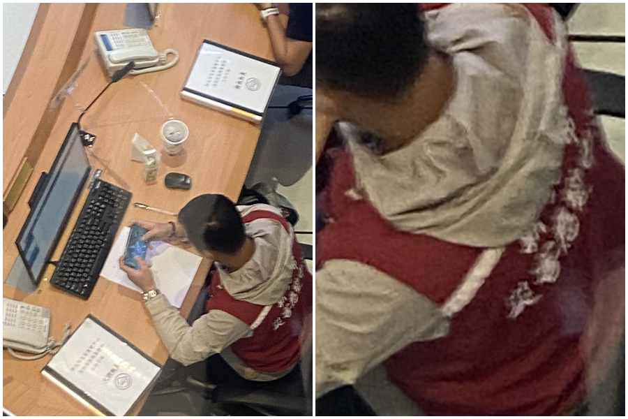 網友爆料民進黨官員在災害應變中心會議上玩手遊，結果發現圖中男子來自新北市，慘遭打臉。（翻攝自PTT）