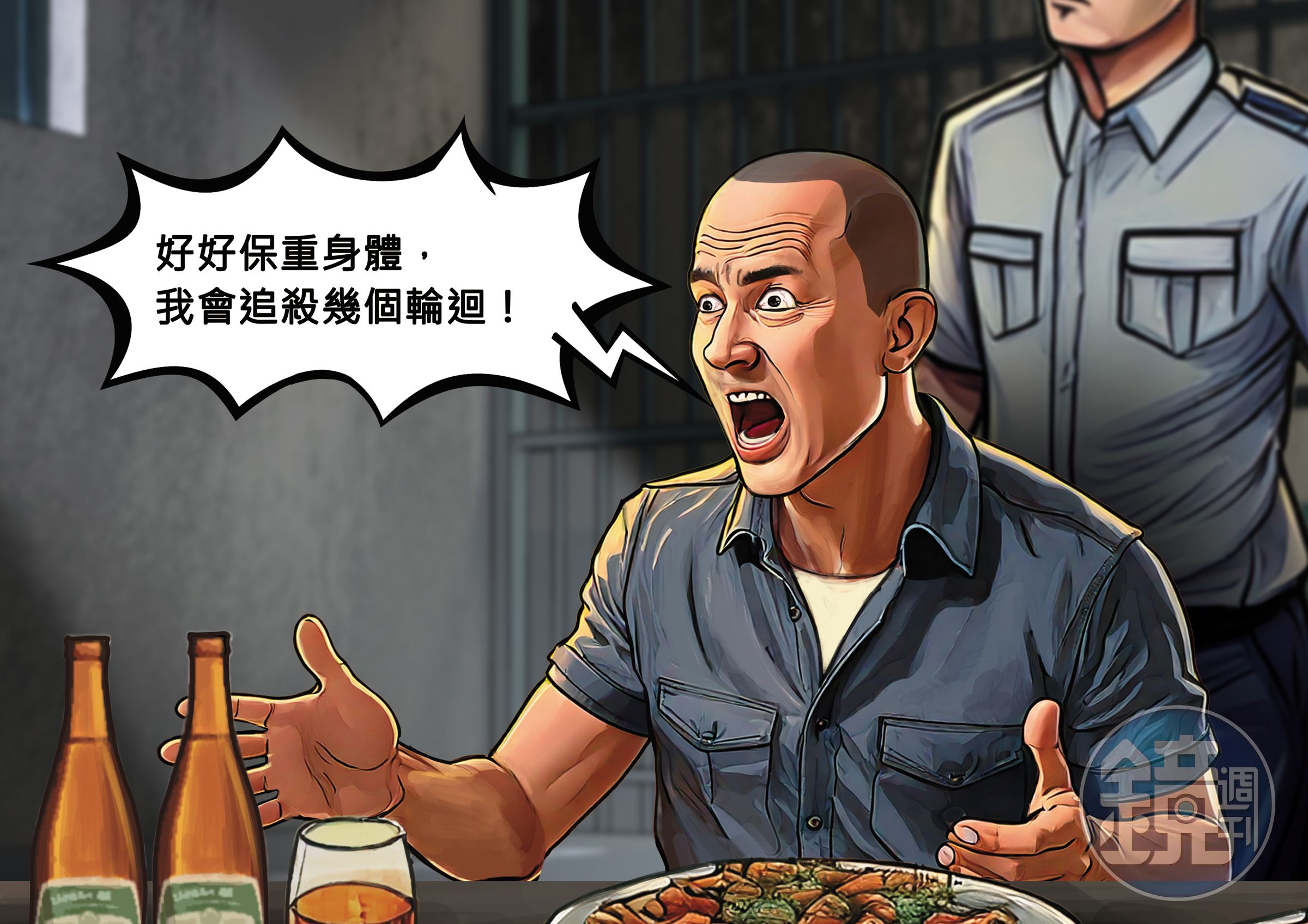翁仁賢遭槍決前，依舊不願對家人道歉，甚至留下遺言詛咒家人。（示意畫面，AI繪圖Adobe Firefly生成，本刊美術組後製）