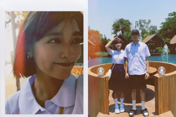 王淨與曹佑寧到泰國旅遊時,有穿上泰國學生制服合影。(翻攝王淨IG)