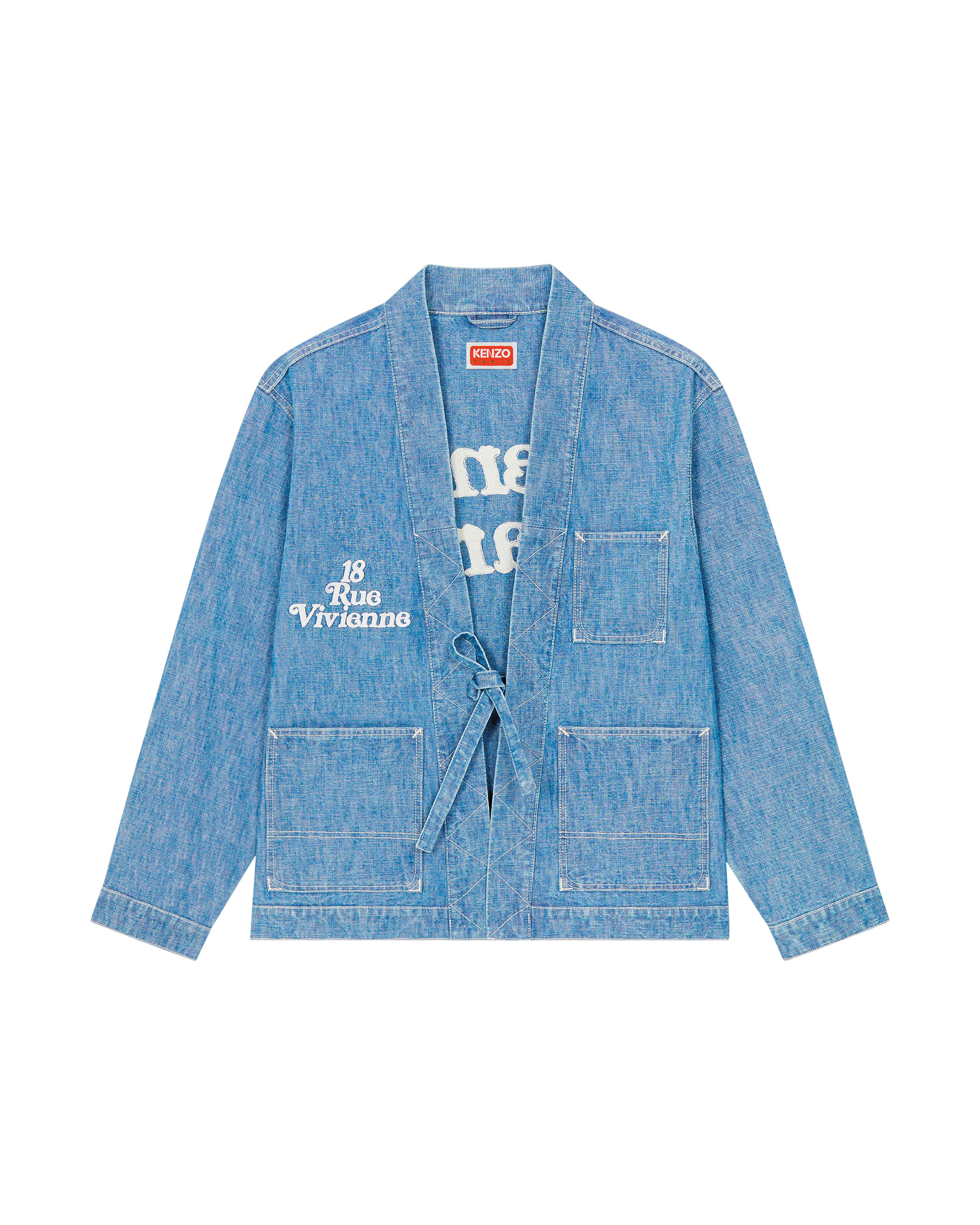 KENZO x VERDY石漂藍繩染丹寧和服外套 NT$32,800(惇聚提供)