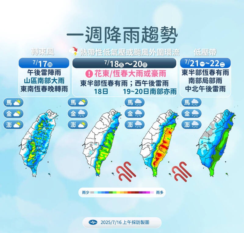 中央氣象署說明近期降雨情形。（中央氣象署提供）