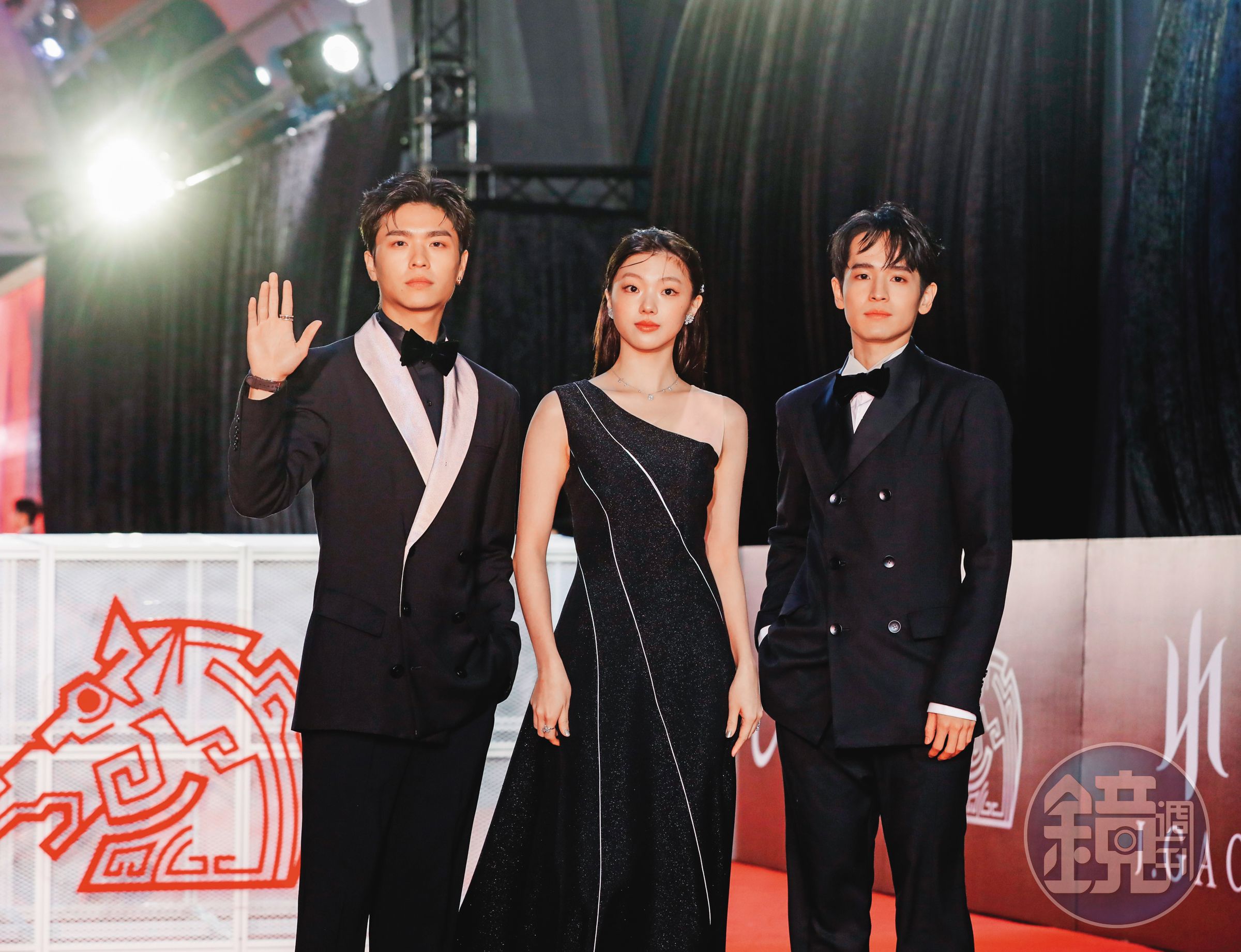 林宴慈(中)原本已打算回紐約繼續學業,但獲選與王碩瀚(左)、張豐豪(右)共同擔任金馬獎遞獎大使,又把她留了下來。