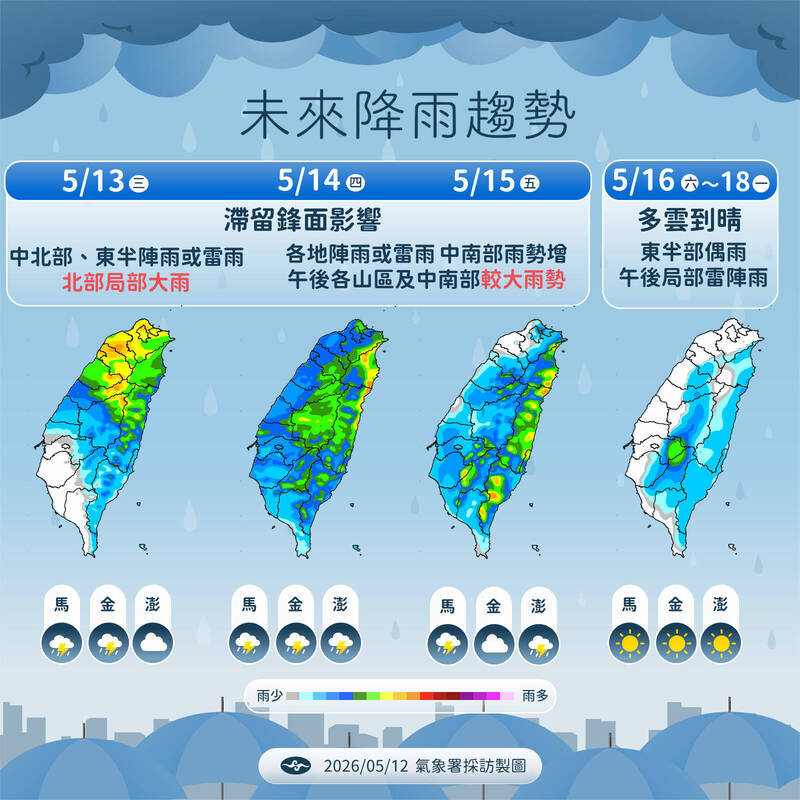 中央氣象署說明這幾天天氣狀況。(中央氣象署提供)