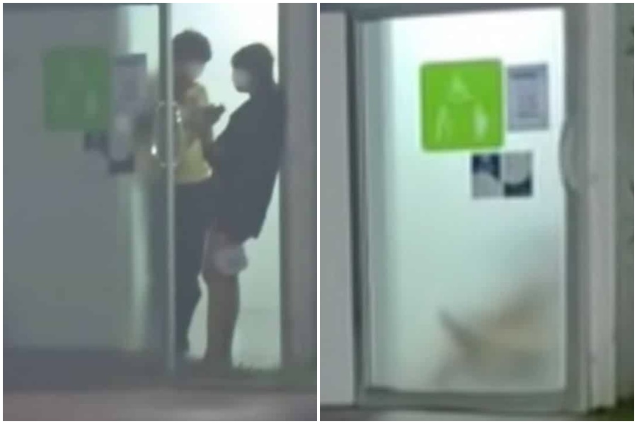 泰國一對情侶在加油站的無障礙廁所內大戰。（翻攝自TikTok@user4609781679653）