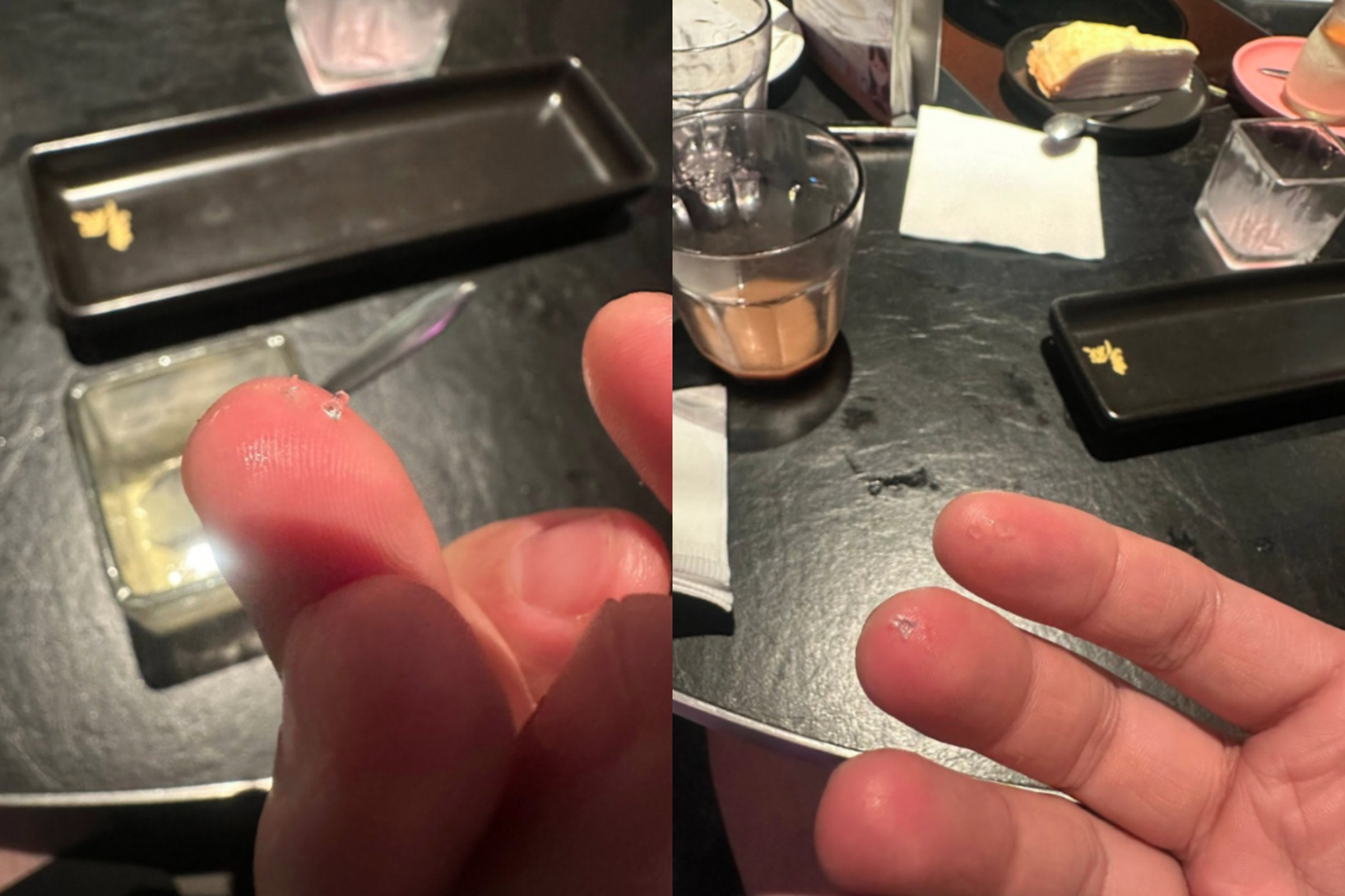 一名楊姓男子日前至辛殿信義店用餐,在冰淇淋中吃到了碎玻璃。(翻攝爆料公社)