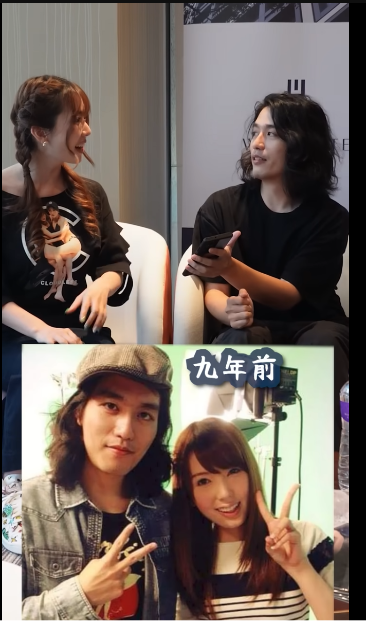 RJ(右)秀出9年前與波多野結衣(左)的合照。(翻攝自YT頻道)