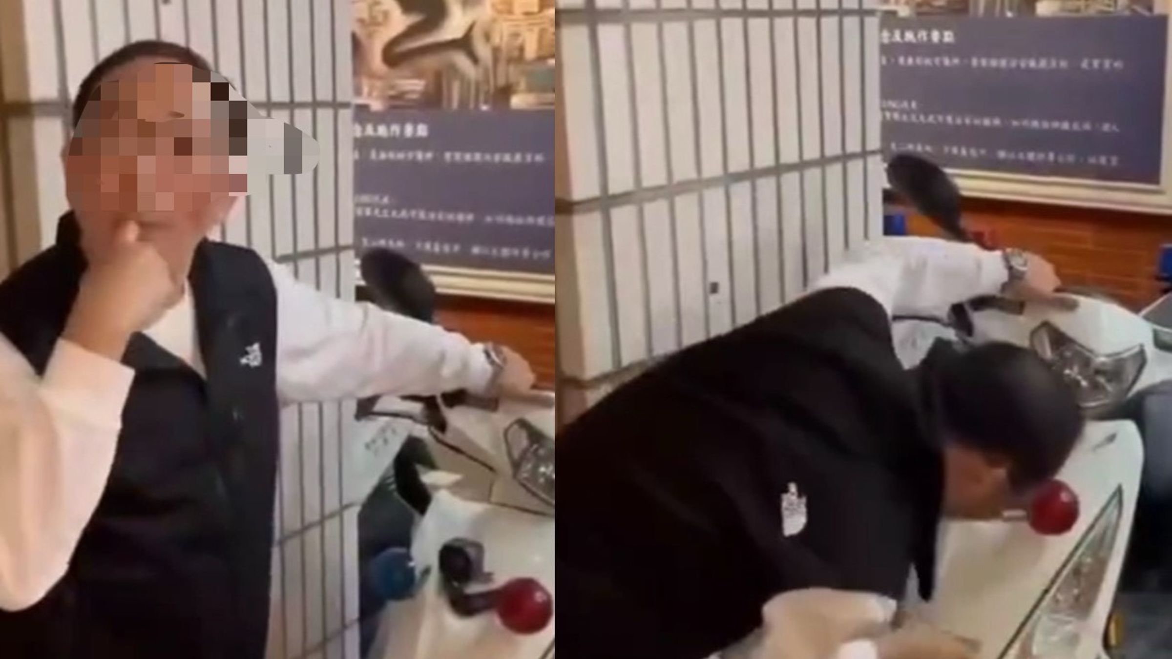 所長舌舔手指影片瘋傳。（翻攝畫面）