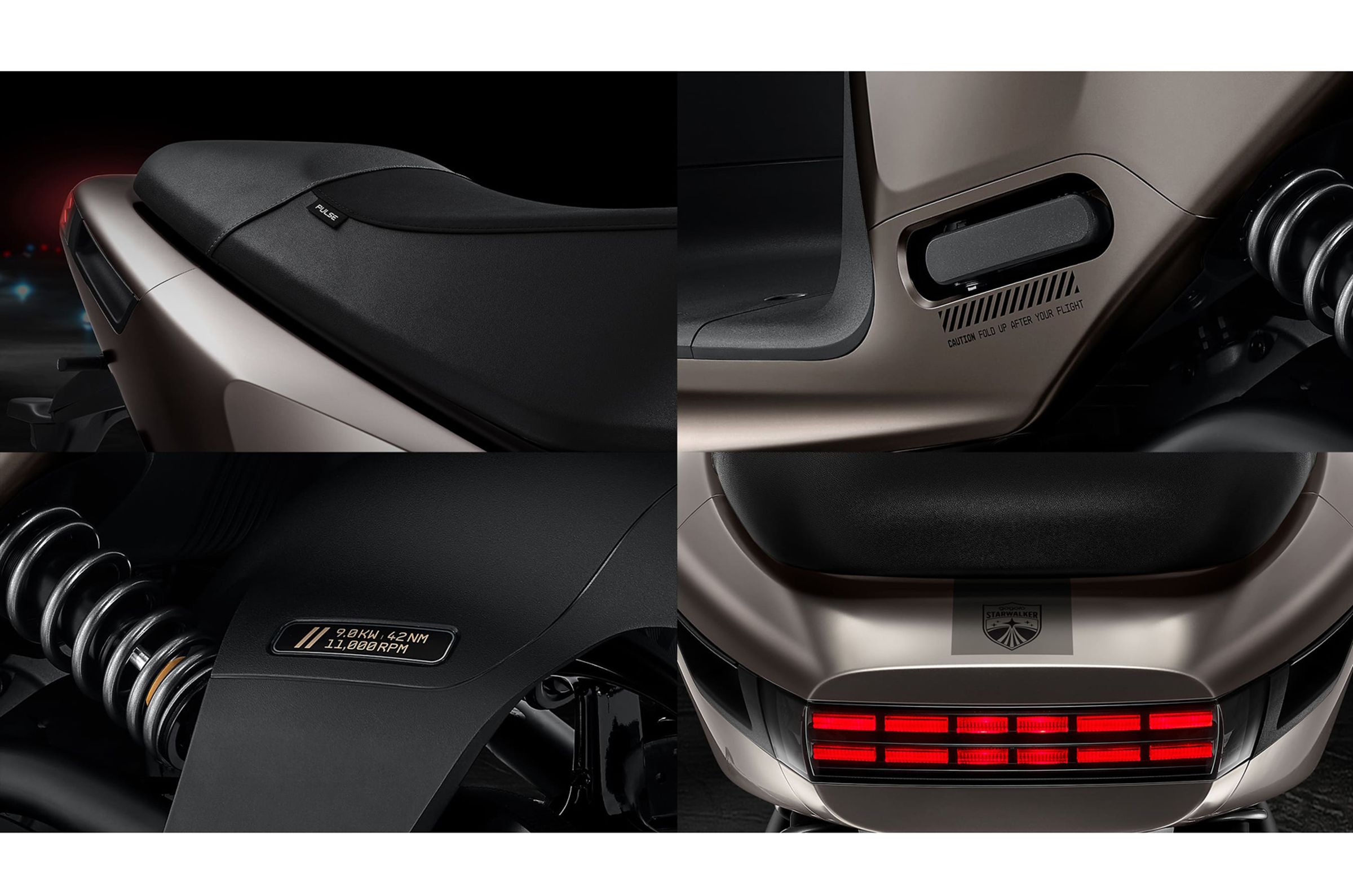 Gogoro Pulse Starwalker Edition 名稱靈感來自星宇航空無線電通訊呼號「Starwalker」，象徵無限探索的精神；車身顏色源於星宇航空標誌性的大地金，金屬塗裝展現未來感與科技感的完美結合；車尾搭配 Starwalker 特仕徽章，代表騎士在星際之中暢意騎乘；車側與飛旋踏板處則融入航空設計元素，細節處刻印車款動力數據，向航空工程精密工藝致敬。此外，特仕防滑座墊也精心選用頂級皮革材質，提供更佳的支撐性與舒適度。