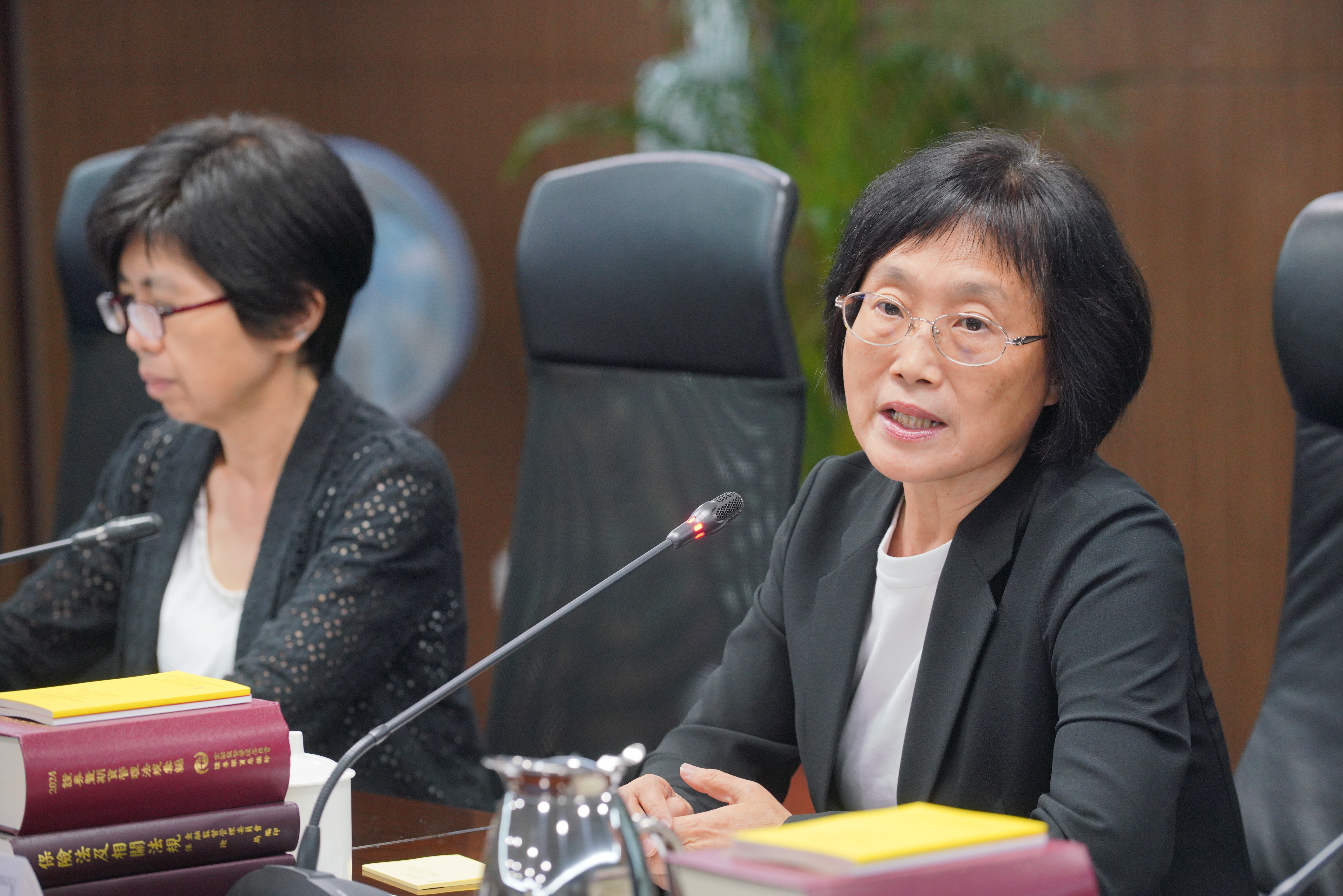 金管會宣布，中信金公開收購新光金案緩議，中信金、台新金兩樣情。圖為金管會副主委邱淑貞。