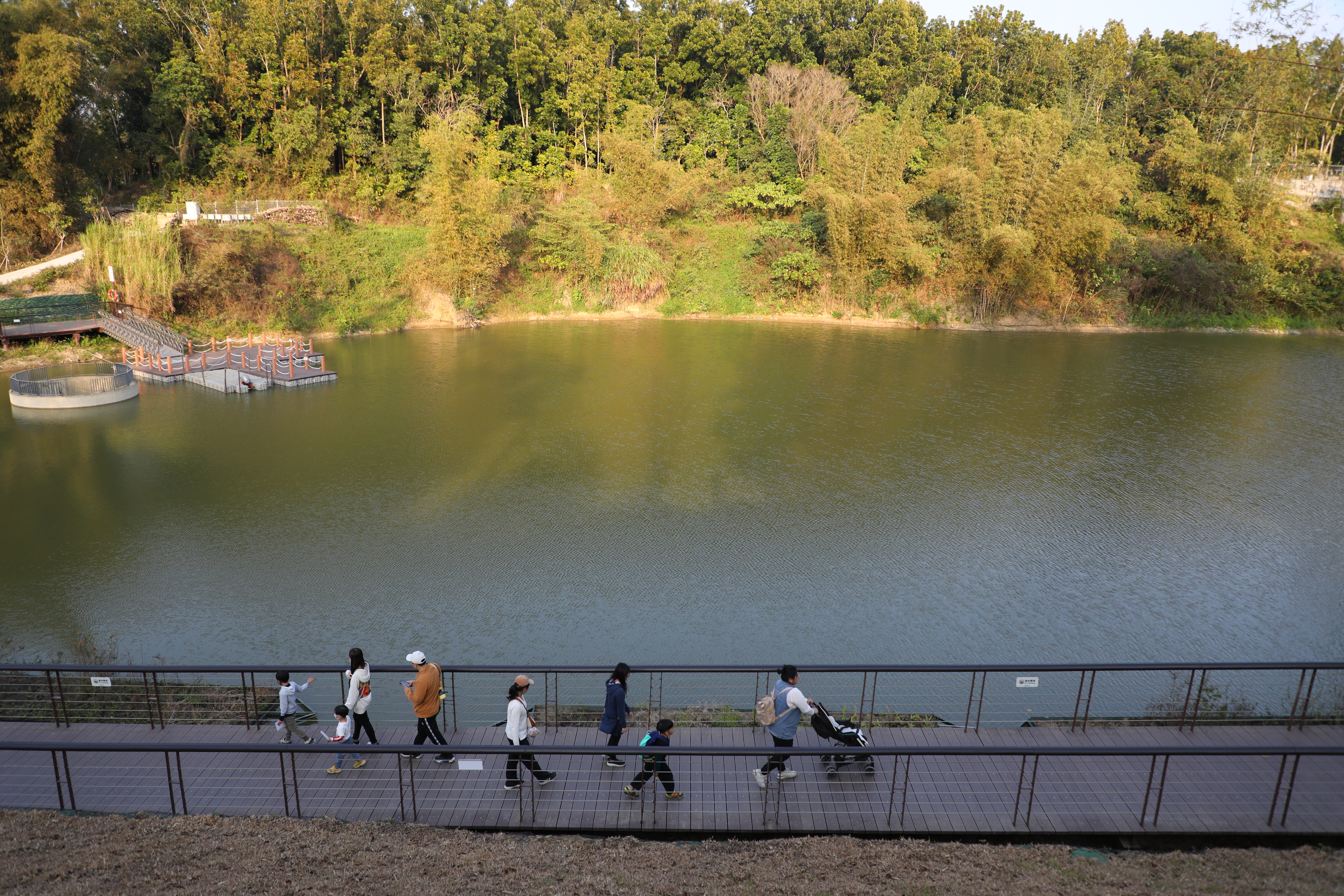 園區內的竹夢湖風景如畫,天羽觀鳥台就在旁邊。