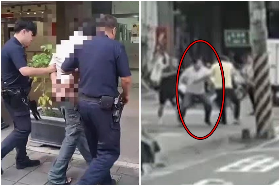 41歲游姓男子一路變態跟騷女高中生，還痛毆護孫的阿嬤、與協助的里長。（翻攝畫面）