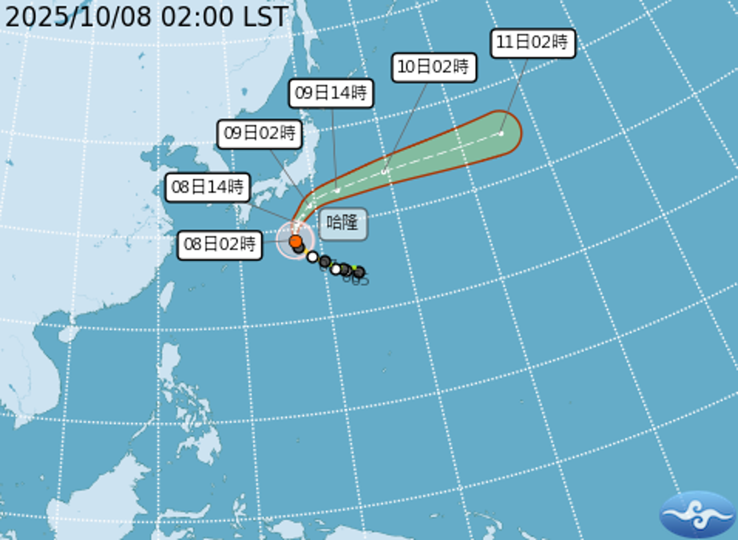 哈隆將不直接影響日本。（翻攝自中央氣象署官網）