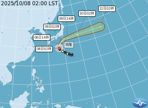 哈隆將不直接影響日本。（翻攝自中央氣象署官網）
