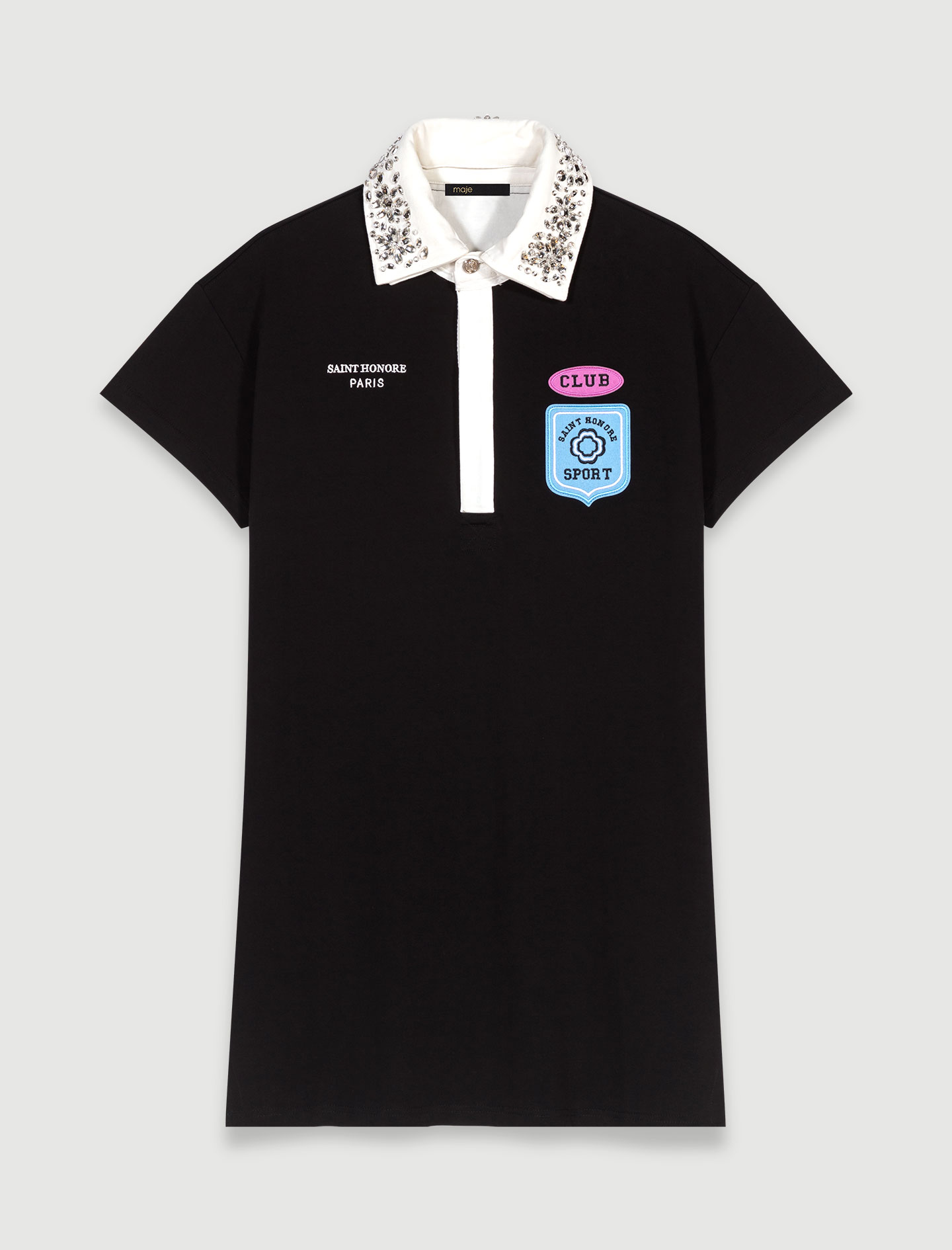 可拆卸鑽飾衣領Polo連身裙,NT$8,590。(Maje提供)