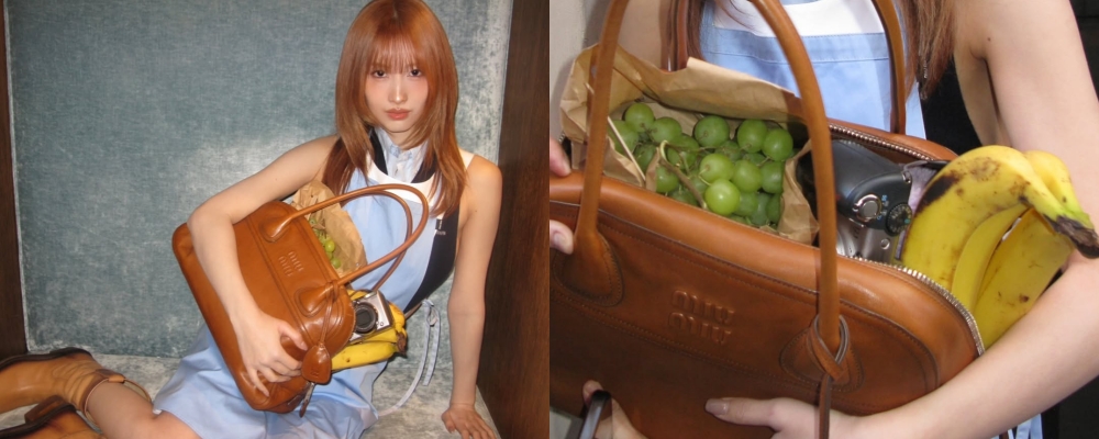 Momo將蔬果放入Vivant,把包款融入日常生活。(翻攝自Momo IG)