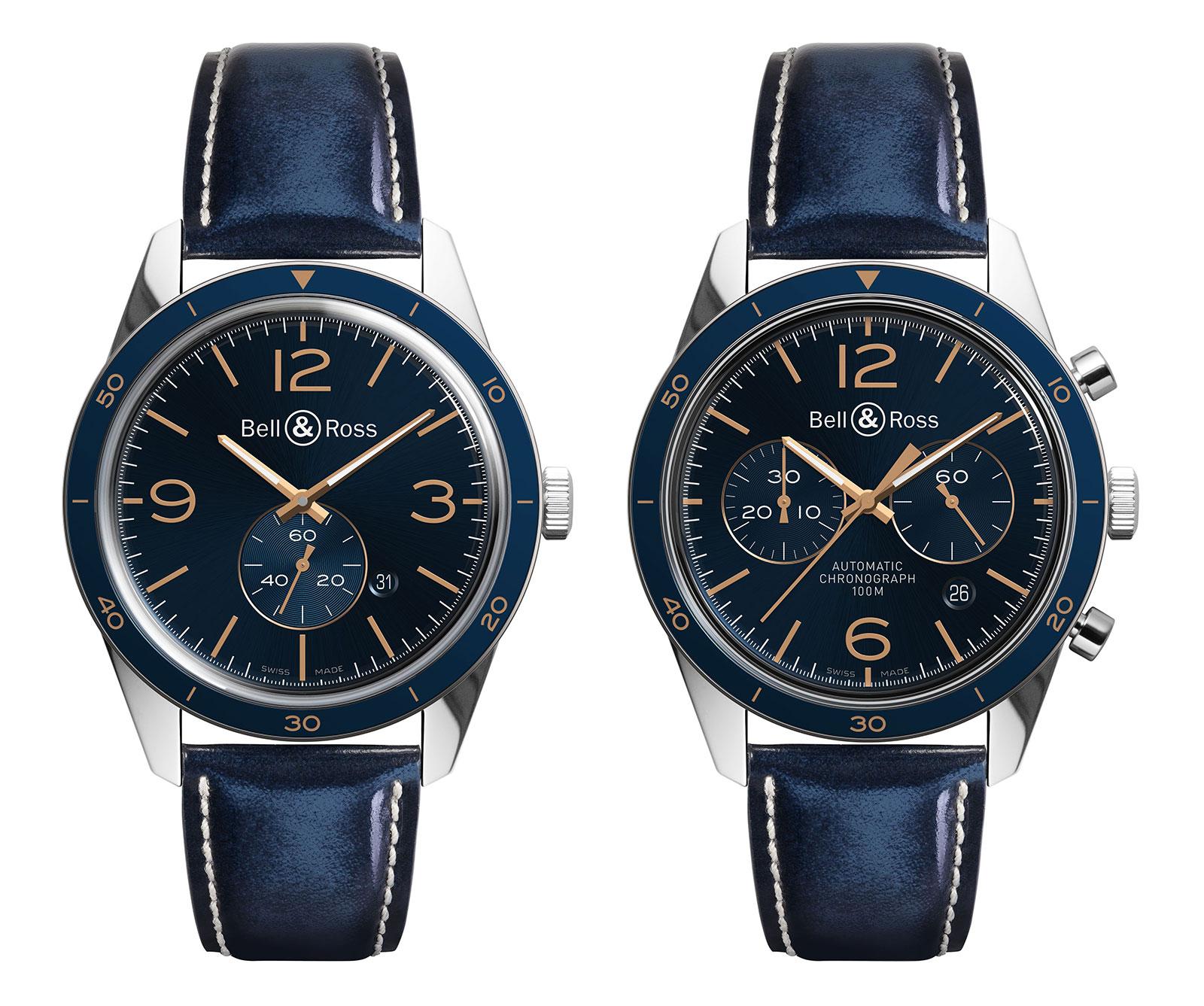 BELL & ROSS Vintage BR 126 Aeronavale 小三針與計時碼錶款。