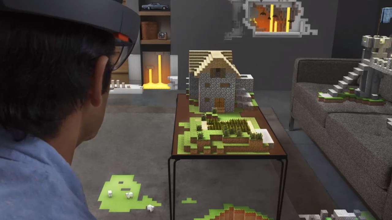 結合了實景的擴增實境系統「Hololens」是微軟欲發展的項目。（圖片來源：微軟官方宣傳片截圖）