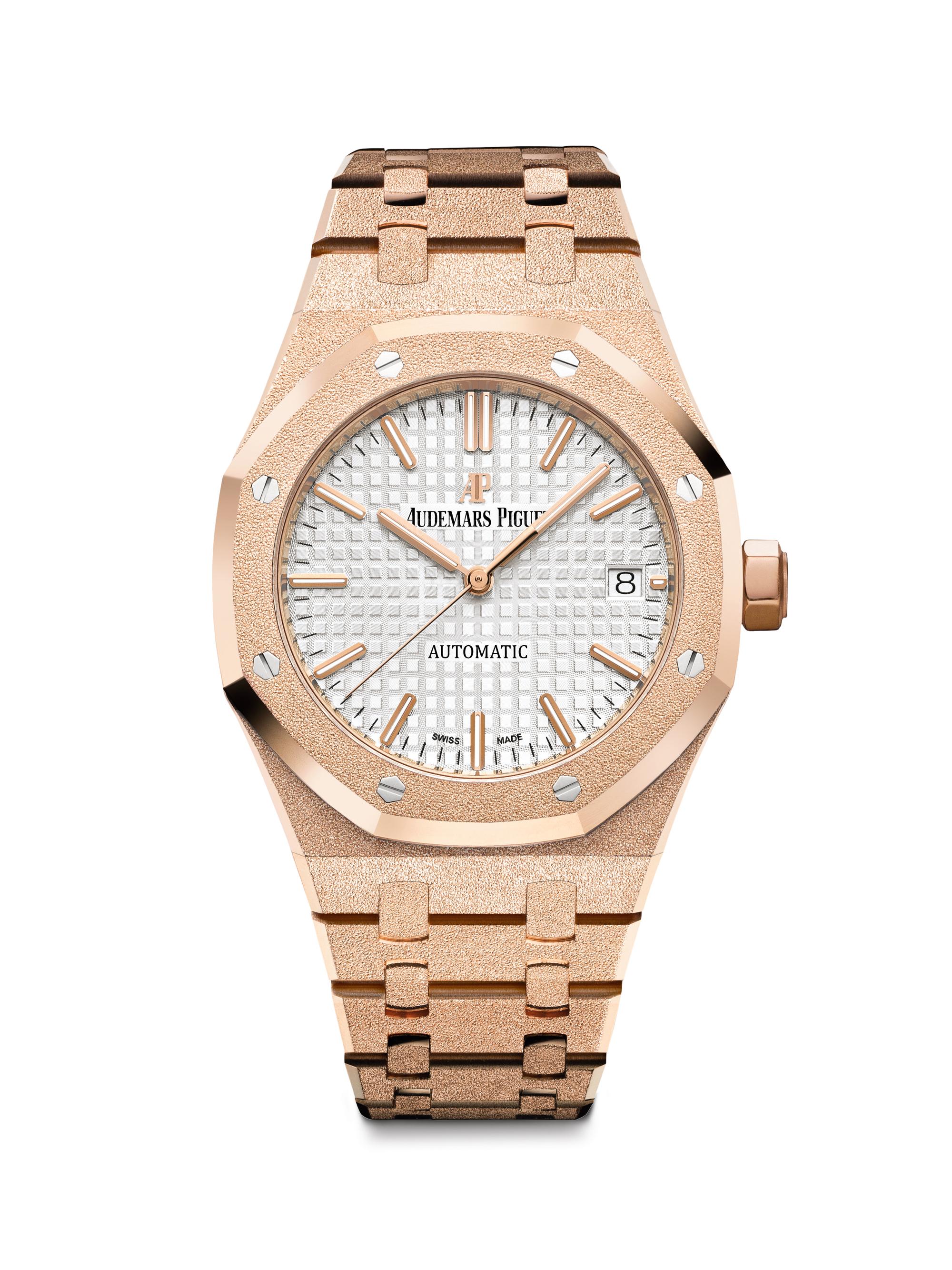 Royal Oak Frosted Gold「霜金」女裝自動腕錶 自動上鍊機芯/18K玫瑰金材質/錶徑37mm/時間顯示/日期顯示/防水50米/價格未定