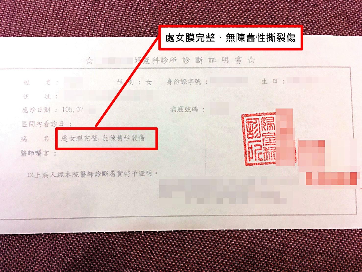 為取信富商,賣淫集團要求大三女生小美到婦產科檢查,取得「處女證明」。