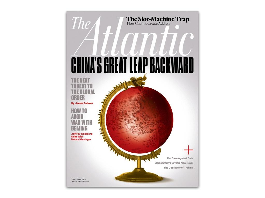 十二月的《大西洋期刊》以「中國的大躍退」為封面故事，分析美中衝突可能是全球秩序的下一個重大威脅。