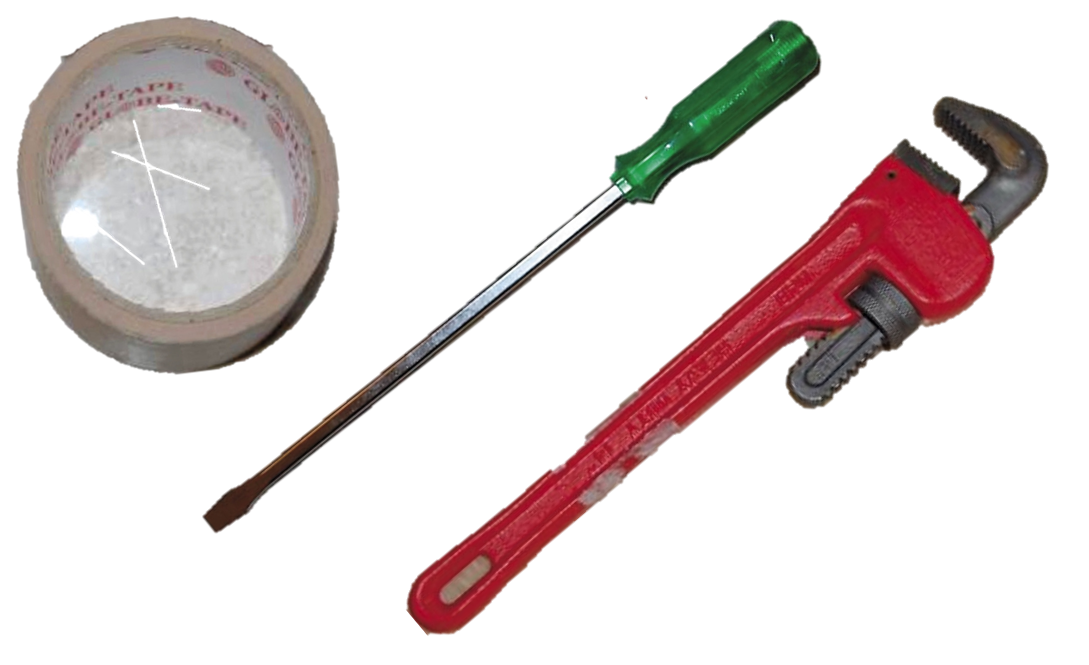 陳嫌日前帶著撬門工具闖入江 家,在搏鬥過程中受傷,帶血的 螺絲起子(右1)成為破案鐵證。
