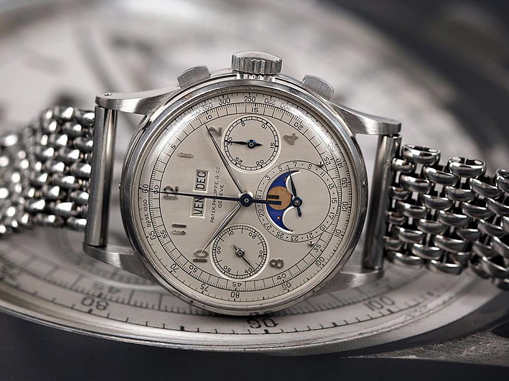 這只於1943年生產的PATEK PHILIPPE Ref.1518不鏽鋼萬年曆腕錶，竟然創下了高達約三億五千萬台幣的成交天價（K金錶表示遺憾）！