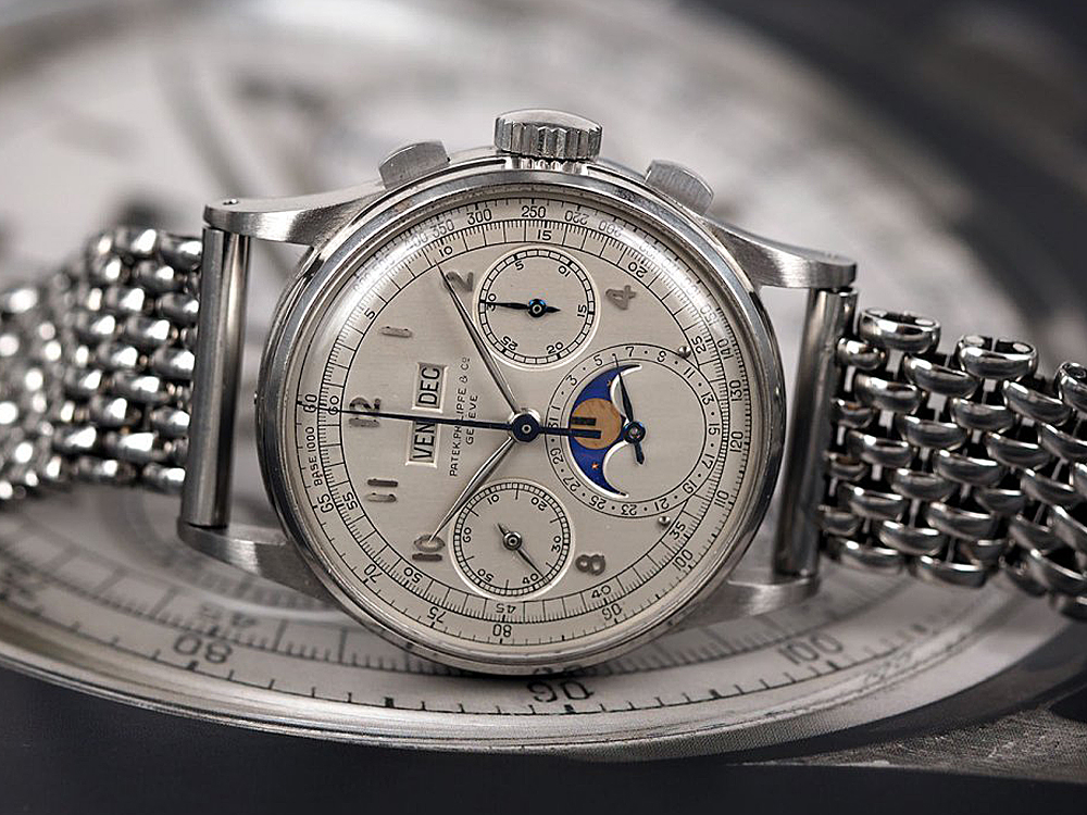這只於1943年生產的PATEK PHILIPPE Ref.1518不鏽鋼萬年曆腕錶，竟然創下了高達約三億五千萬台幣的成交天價（K金錶表示遺憾）！