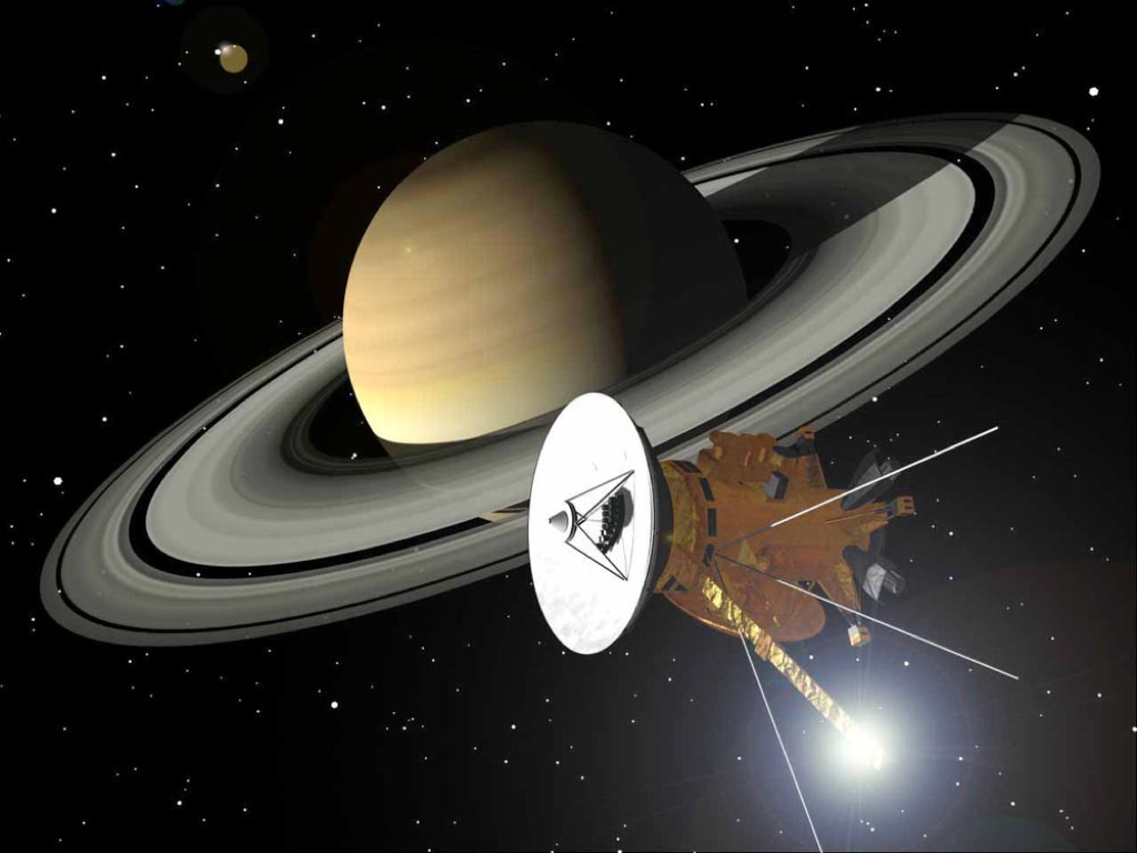卡西尼號太空船在2016年底進入土星掠環軌道（ring-grazing orbit），即將在燃料耗盡之前，展開衝入土星前的最後一搏。（畫面取自NASA）