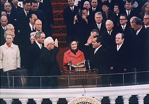 1969年尼克森第一次就任美國總統，曾伴隨著街頭大規模的抗議活動。（取自白宮網站）