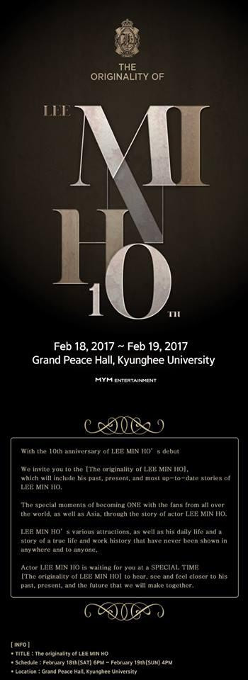 李敏鎬確定將於2月18、19日兩天於首爾慶熙大學舉辦兩場粉絲見面會。