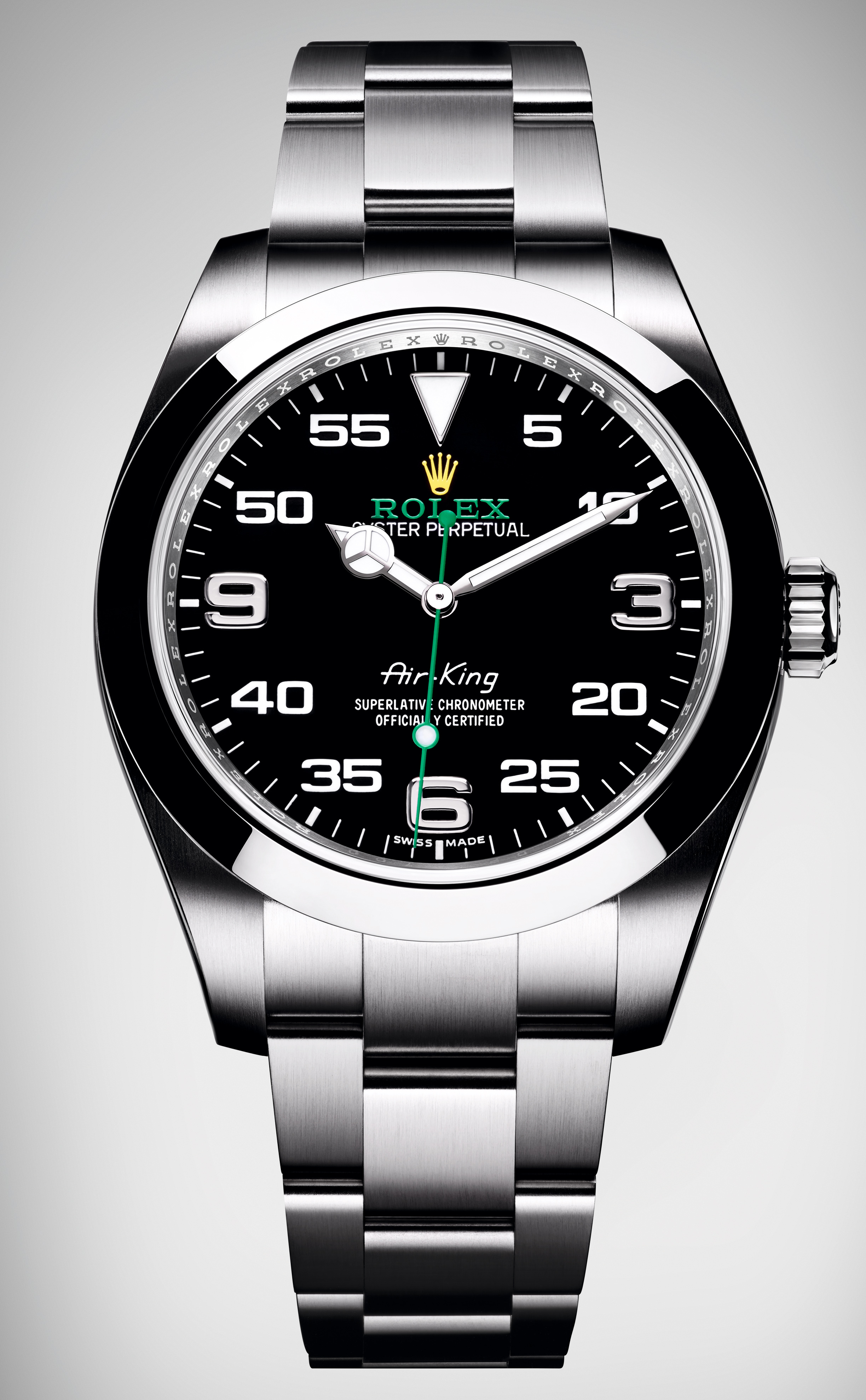 Oyster Perpetual Air-King蠔式恒動空中霸王型腕錶(116900) 3131自動上鍊機芯/904L不鏽鋼材質/錶徑40 mm /時間顯示/頂級天文台認證/藍寶石水晶錶鏡/防水100米/建議售價：NT$204,500