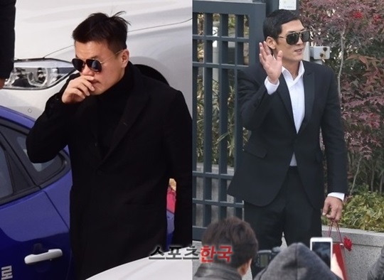 JYP朴軫永與g.o.d隊長朴俊亨前來參加婚禮。(網路圖片)