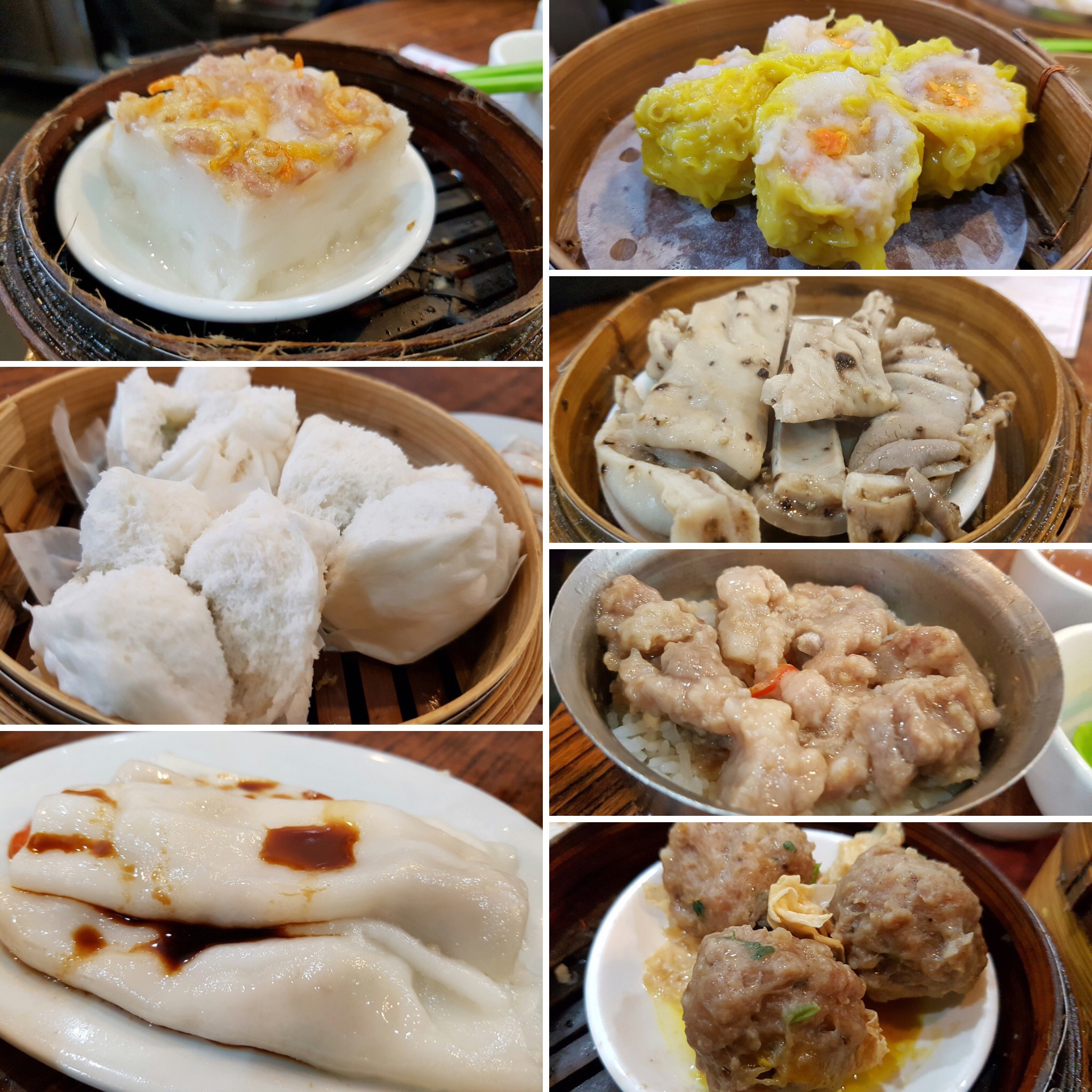 必點蘿蔔糕、叉燒包、蝦仁腸粉、燒賣、豬肚、排骨煲仔飯、牛肉丸。