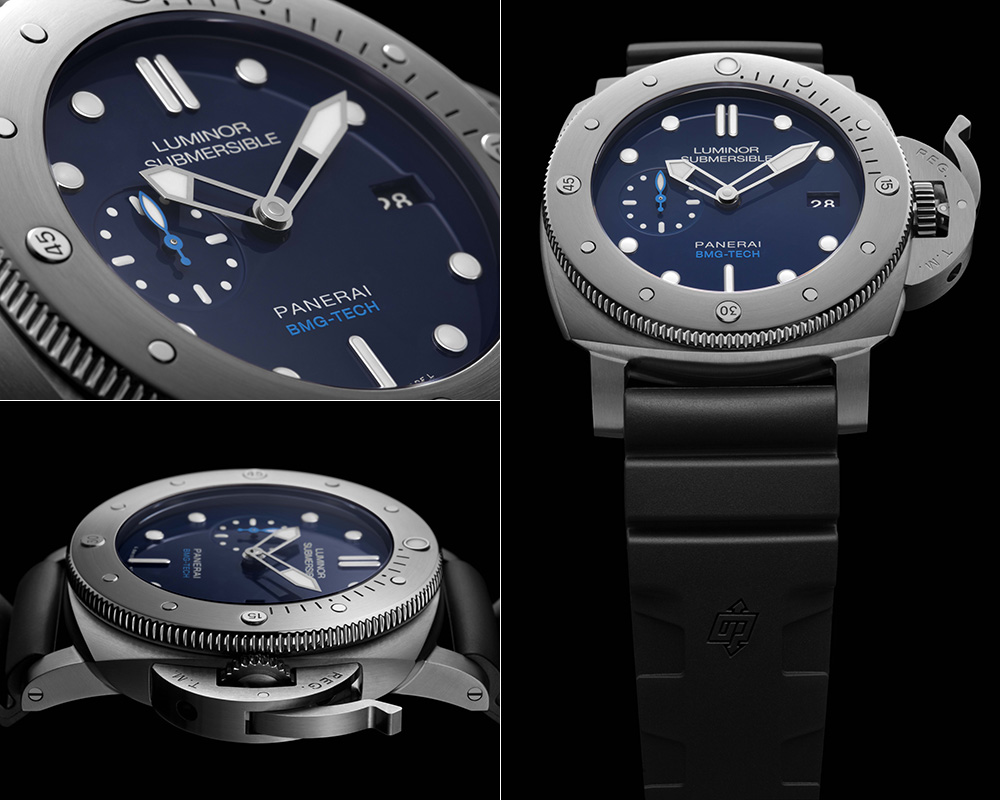 Luminor Submersible 1950 BMG-TECHTM，特殊的BMG-TECHTM材質比不鏽鋼更硬更輕，而價格卻與不鏽鋼材質相仿。建議售價NT$ 331,000。