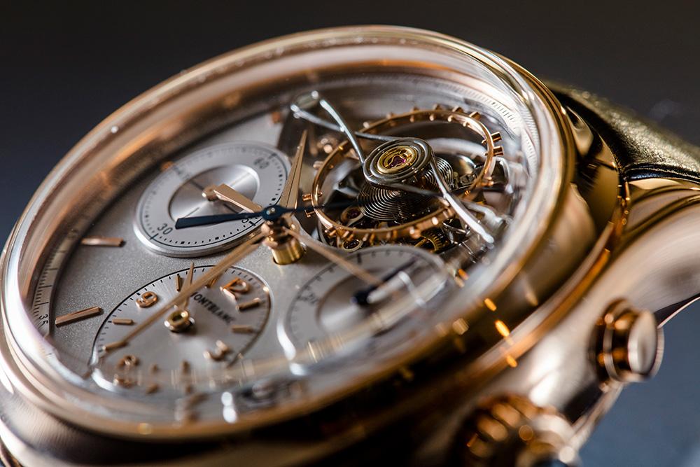 Heritage Chronométrie追針計時外置陀飛輪腕錶,47mm玫瑰金錶殼,裝載MB M16.62 手上鍊機芯,限量8只,定價NT$8,338,000。