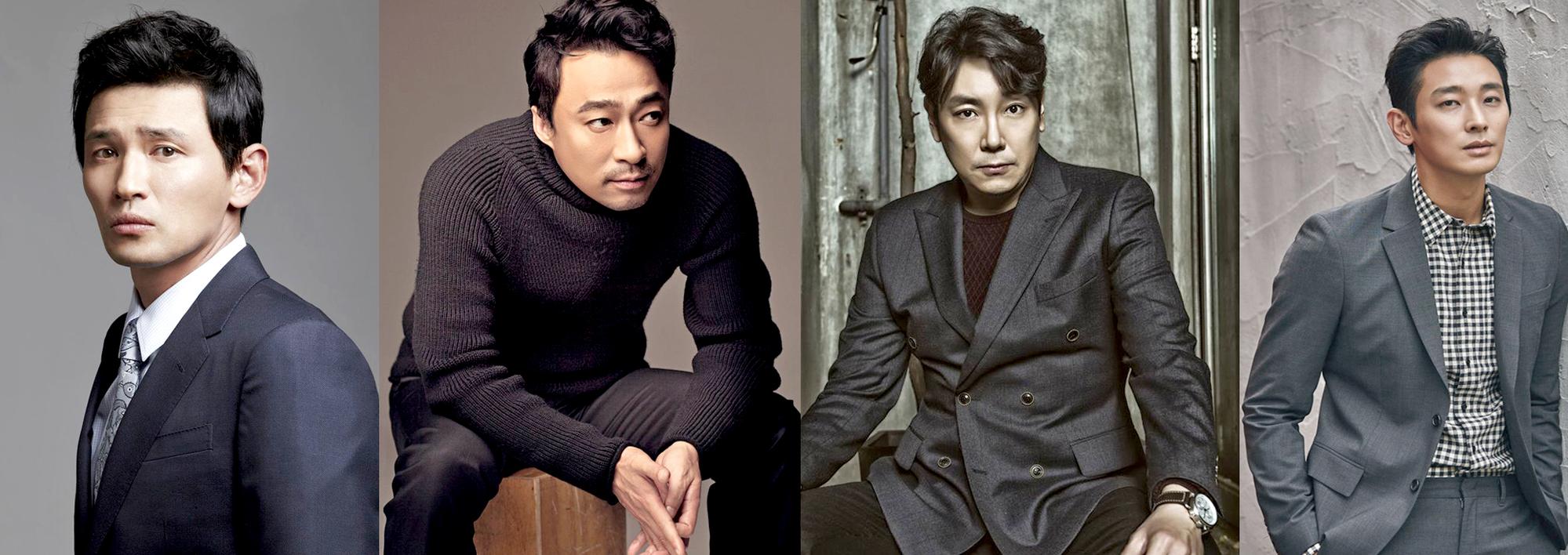 韓片《工作》找來黃晸玟（左起）、李聖旻、趙震雄、朱智勛四位男神同台飆戲。（翻攝自韓網）