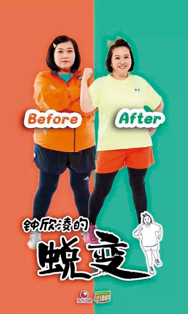 鍾欣凌去年參加中國綜藝節目《燃燒吧!卡路里》,從86公斤減到79公斤。(翻攝自東方衛視燃燒吧卡路里微博)