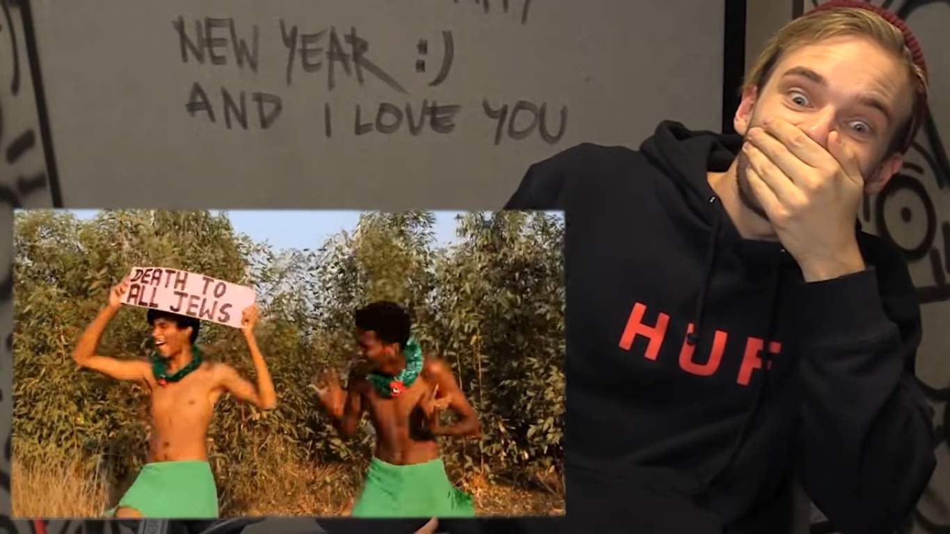 知名YouTuber「PewDiePie」以Fiverr資助影中男子拍下反猶情節影片，真的收到影片時他本人感到十分荒謬。